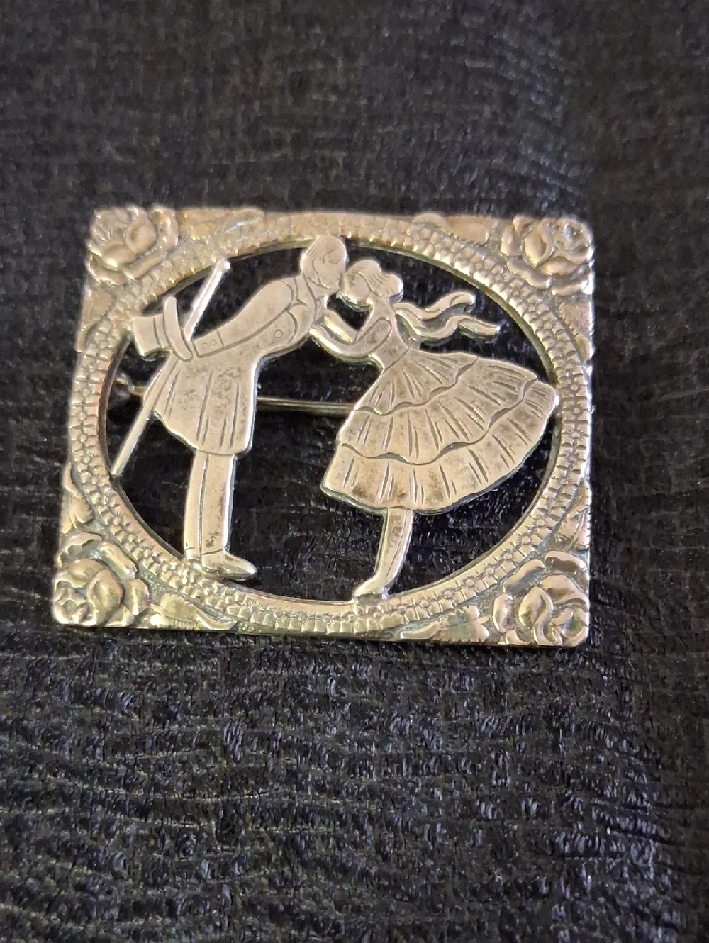 Stirling Silver Vintage Silhouette Couple Brooch Pin - Picture 1 of 5